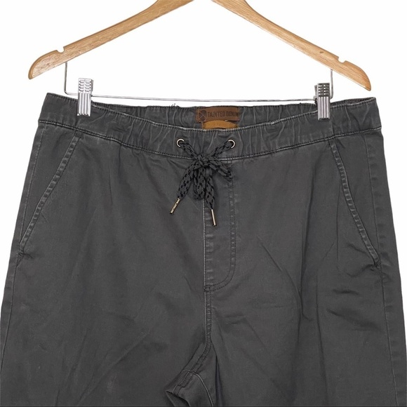 Tainted Denim Men Grey Stretch Pockets Elastic Tie Waist Joggers Jeans S… - Picture 2 of 8